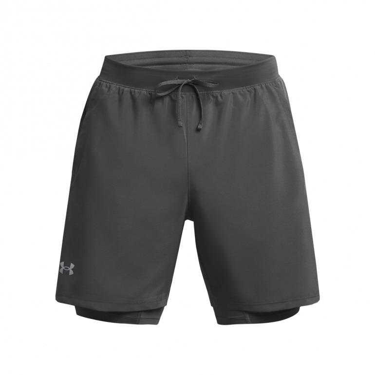 Męskie spodenki do biegania Under Armour UA Launch 7'' 2-IN-1 Short - szare