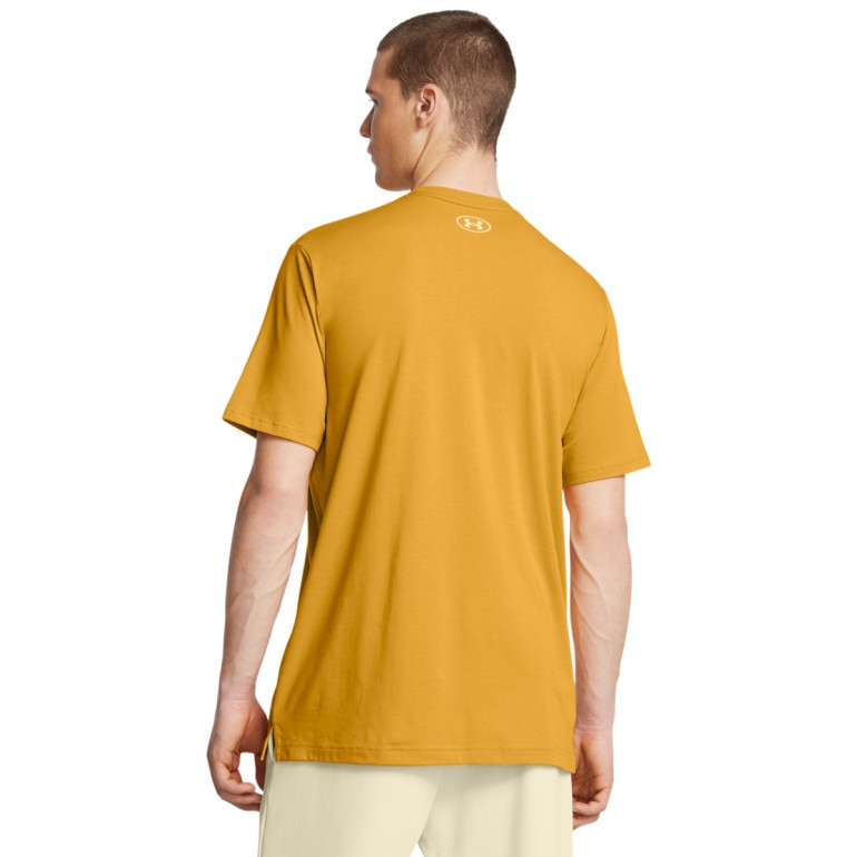 Męski t-shirt z nadrukiem Under Armour Project Rock Made Not Born Short Sleeve - żółty 
