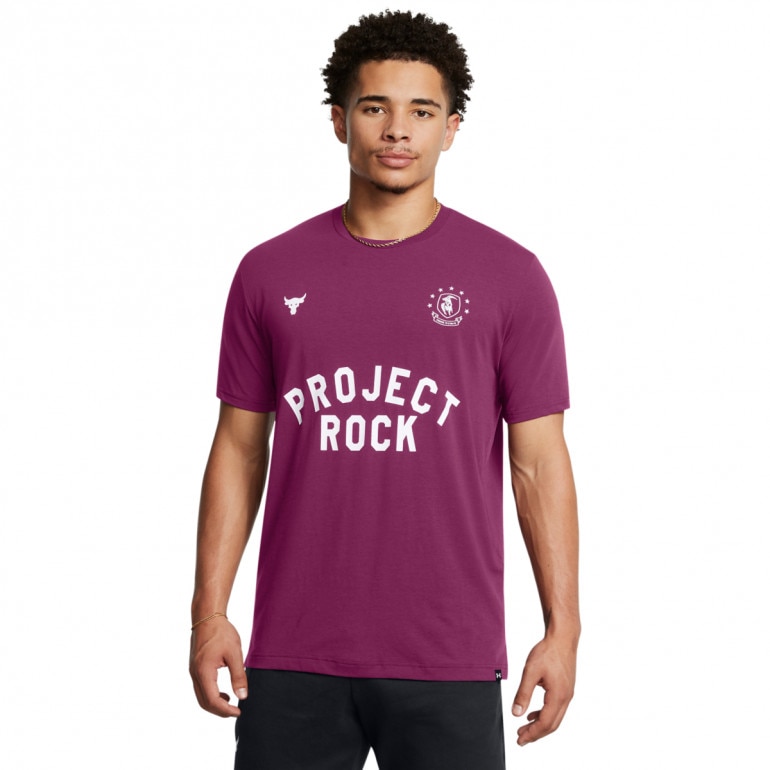 Męska koszulka treningowa Under Armour Project Rock Ss Boh - fioletowa 