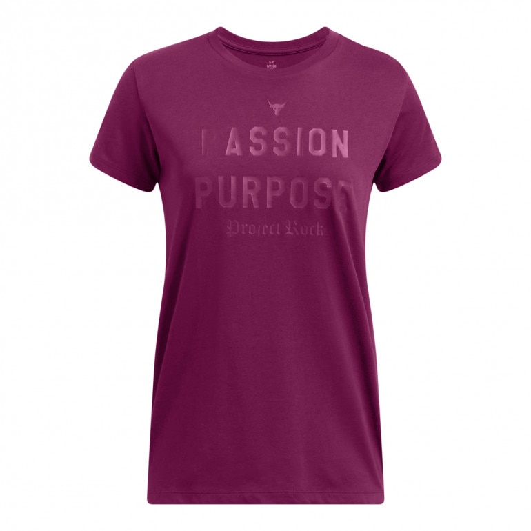 Damska koszulka treningowa Under Armour Project Rock W Hwt Passion SS - fioletowa