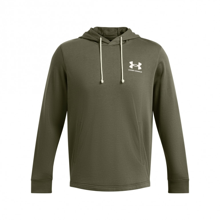 Męska bluza dresowa nierozpinana z kapturem Under Armour UA Rival Terry Lc Hd - oliwkowa/khaki