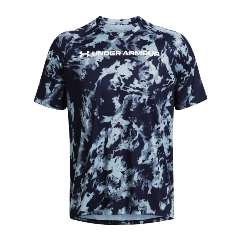 Męska koszulka treningowa Under Armour UA Tech Abc Camo Ss - granatowa