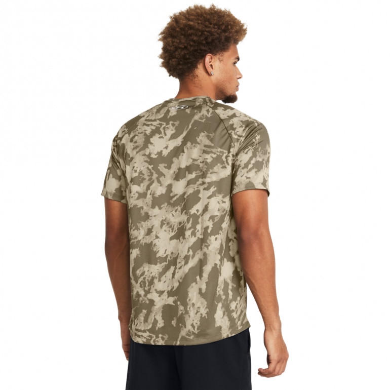 Męska koszulka treningowa Under Armour UA Tech Abc Camo Ss - brązowa