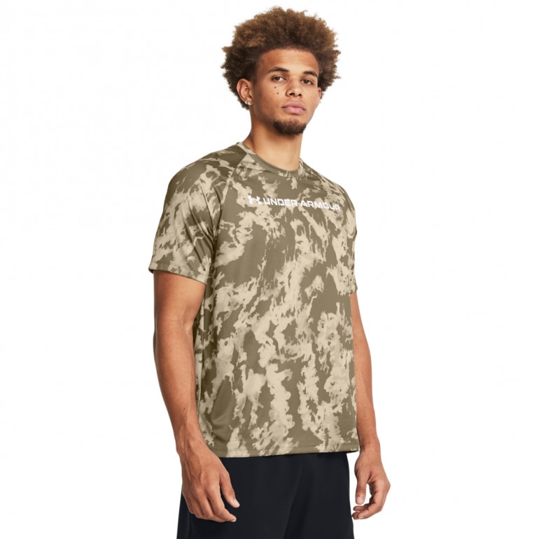 Męska koszulka treningowa Under Armour UA Tech Abc Camo Ss - brązowa