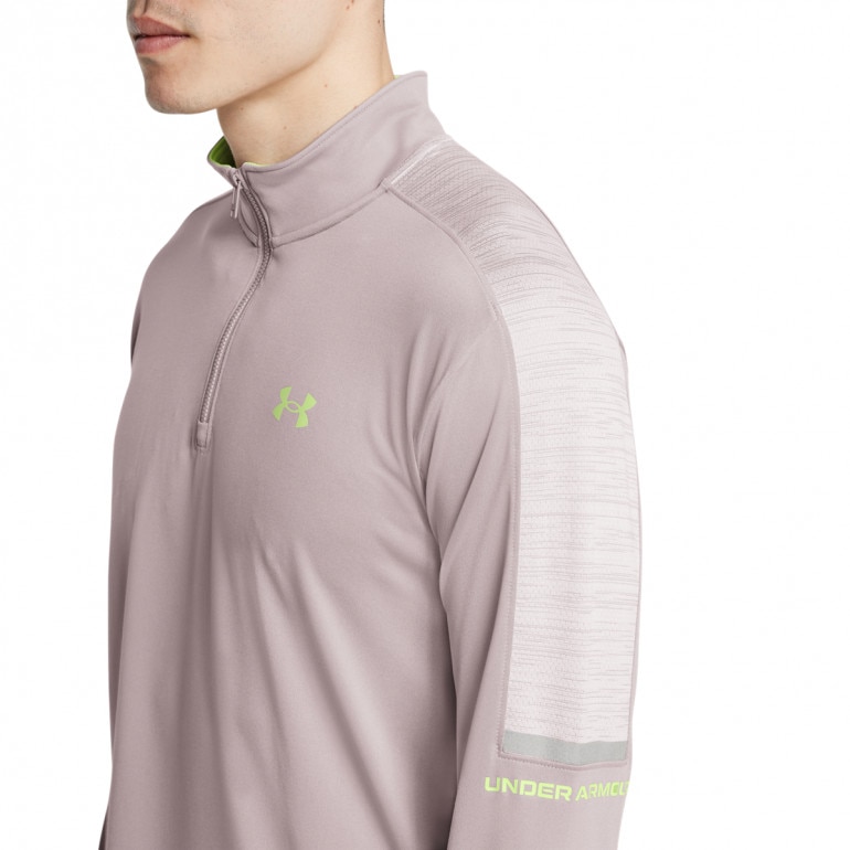 Męski longsleeve treningowy Under Armour UA Tech Utility 1/4 Zip - beżowy