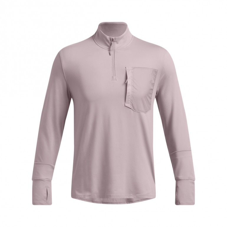 Męski longsleeve do biegania Under Armour UA Trail Run Quarter Zip - beżowy
