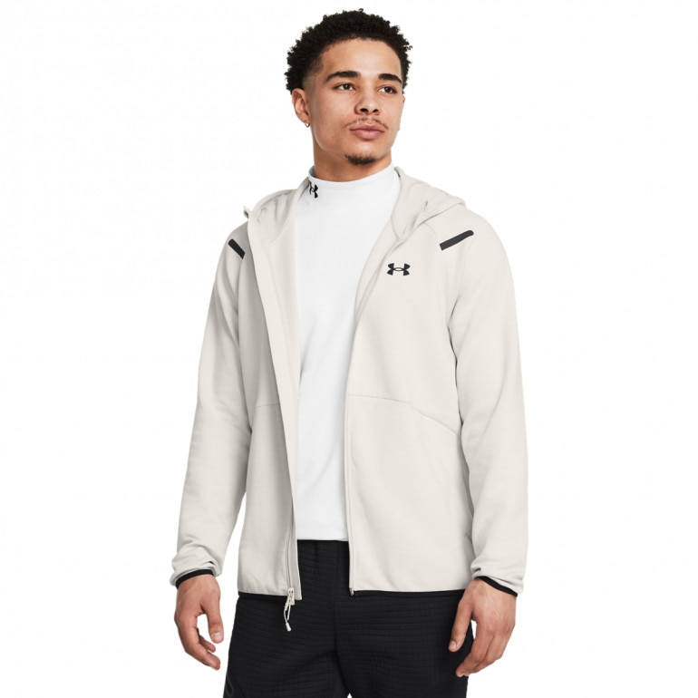 Męska bluza dresowa rozpinana z kapturem Under Armour UA Unstoppable Fleece Full-Zip - beżowa