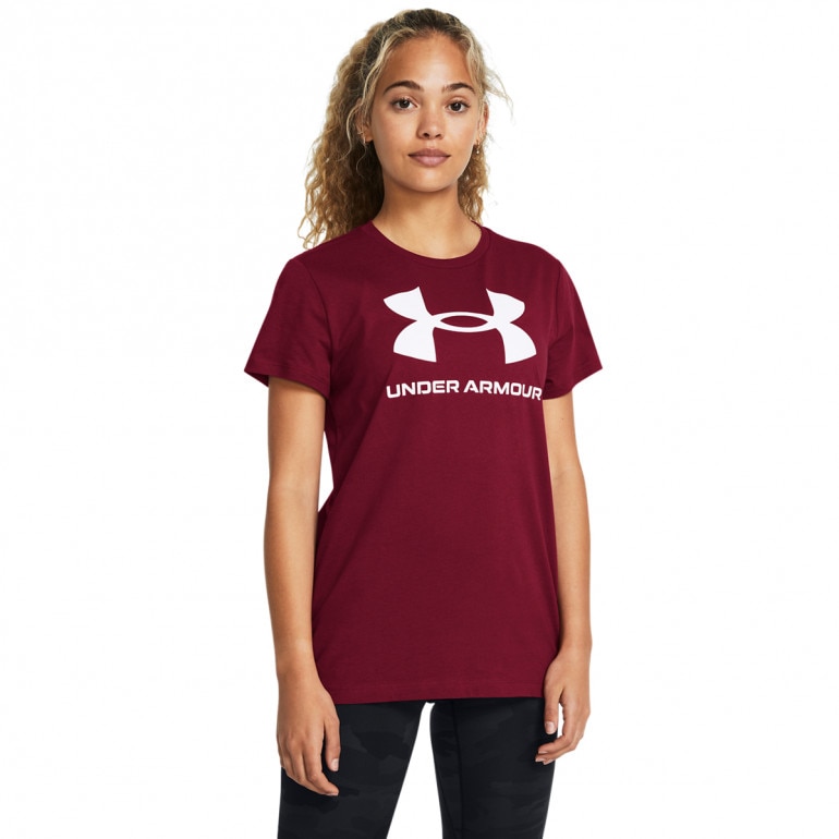 Damski t-shirt z nadrukiem Under Armour UA Rival Logo SS - czerwony