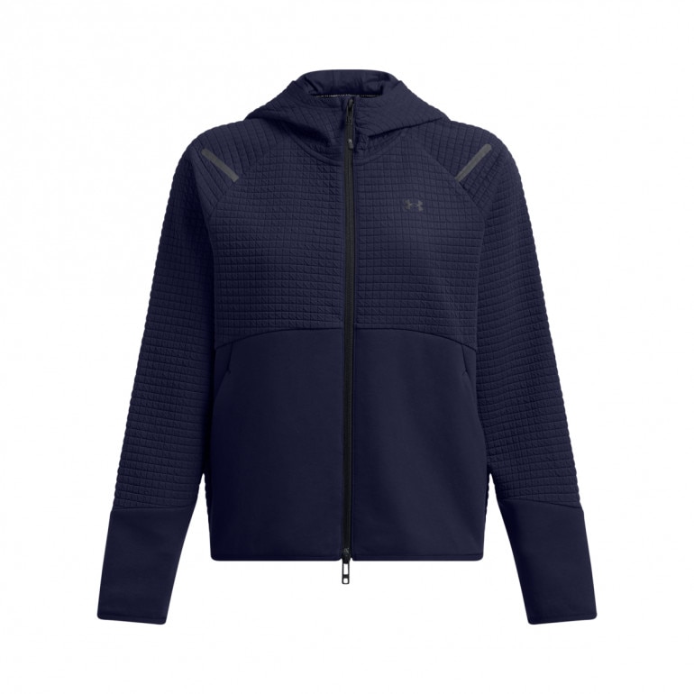 Damska bluza treningowa rozpinana z kapturem Under Armour Unstoppable Flc Txt Fz - granatowa