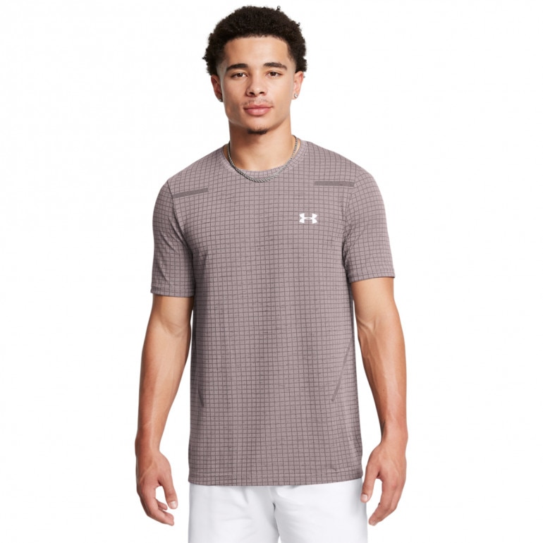 Męska koszulka treningowa Under Armour Vanish Seamless Grid SS - beżowa