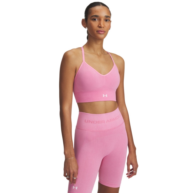 Biustonosz treningowy Under Armour Vanish Seamless Washed Low - różowy